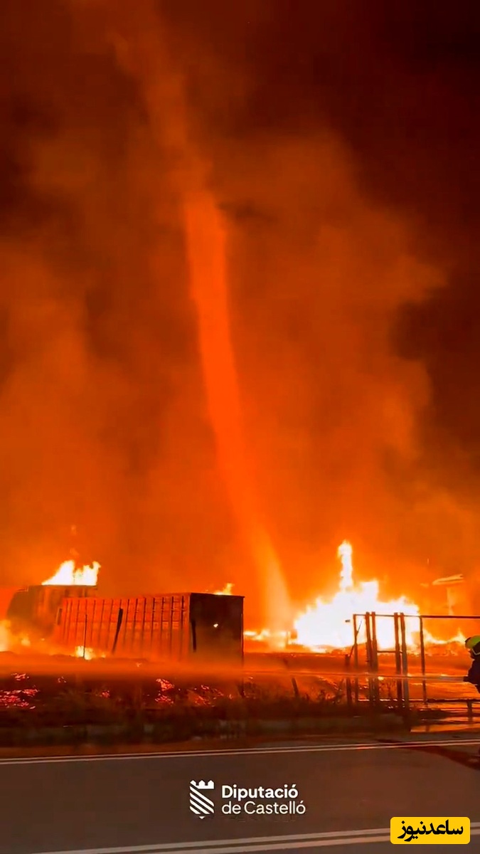 وقوع پدیده نادر گردباد آتشین در اسپانیا + فیلم