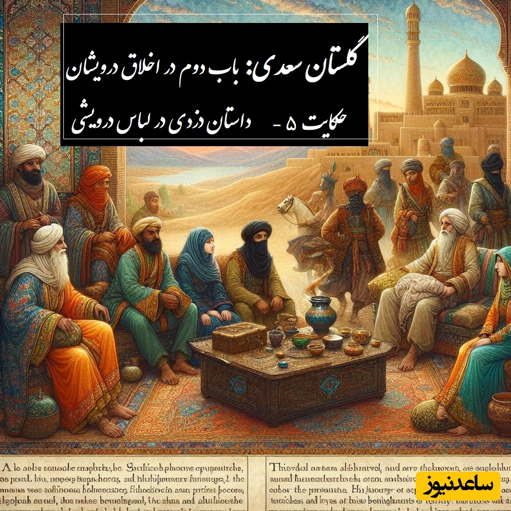 پندهای گلستان سعدی: داستان دزدی در لباس درویش / باب دوم در اخلاق درویشان حکایت شماره 5 + فایل صوتی و نسخه‌های قدیمی