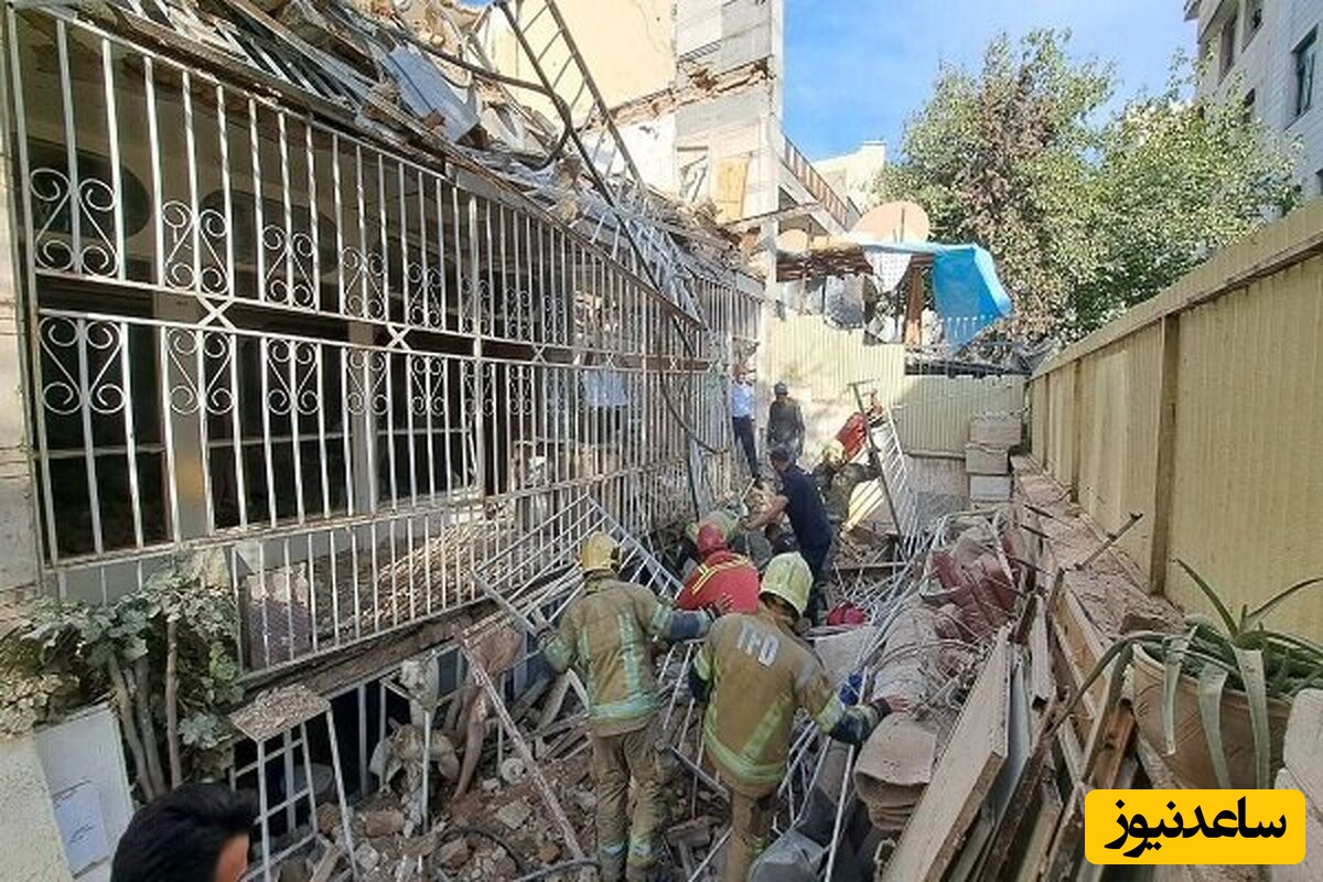 صحنه دلخراش ریزش ساختمان در خیابان جمهوری و گرفتار شدن کارگران زیر آوارو فوت کارگر 40 ساله + فیلم