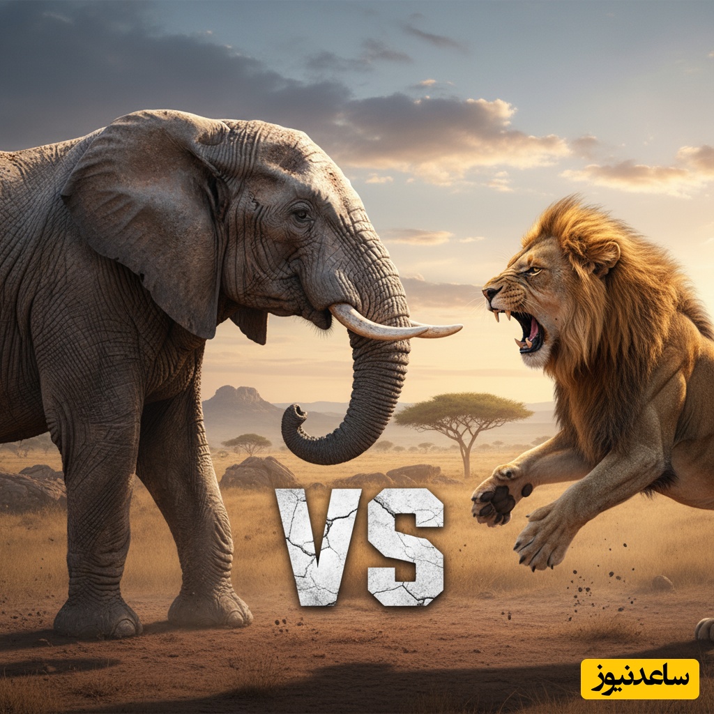 ویدئوی حیات وحش روز؛ این ماجرای راز بقا: نبرد نفسگیر شیر درنده و فیل نوجوان!