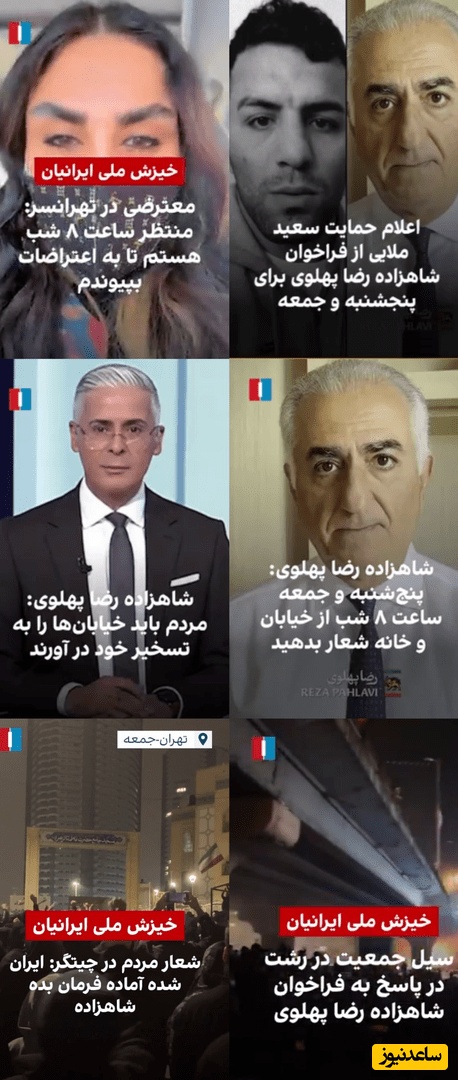 پست‌های فراخوان رضا پهلوی در اینترنشنال 