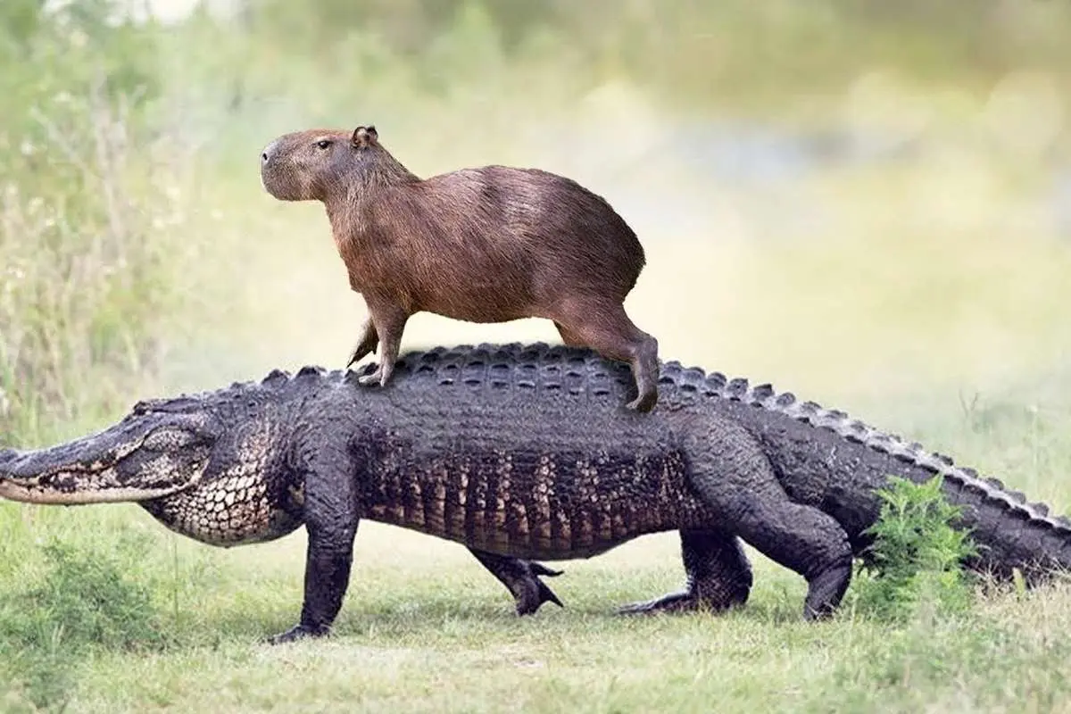 آرام در دل خطر، دوستی کپی‌بارا با تمساح‌ها بدون ذره ای ترس+ویدئو