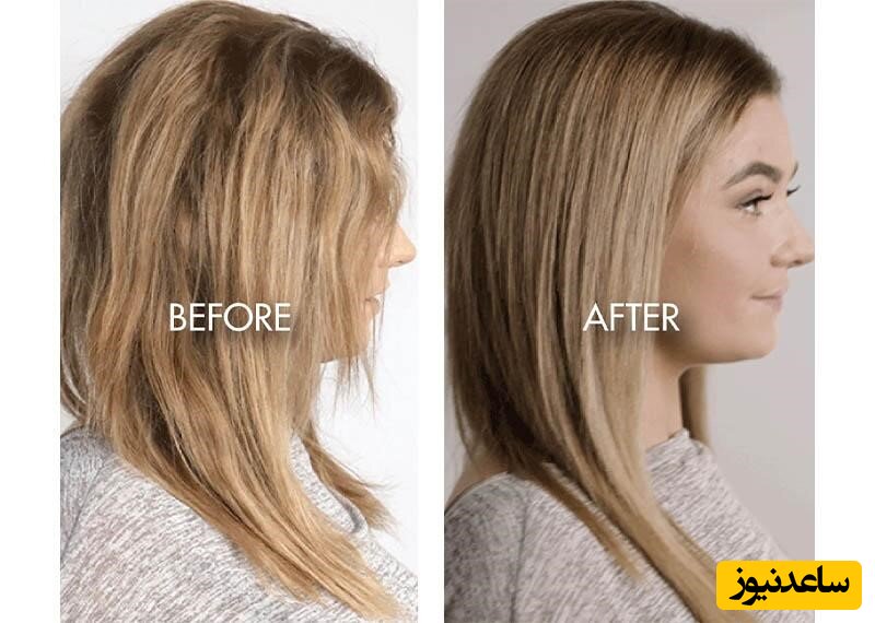 عکس مربوط به کراتینه مو است که قبل و بعد از کراتینه را نشان می‌دهد.
