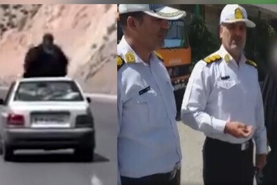فیلم جنجالی توقیف زن چادری روی سقف پراید وسط جاده توسط پلیس / تمرین فیلم اکشن داشتم! ولی انگار از دست زنش خسته شده بود😂