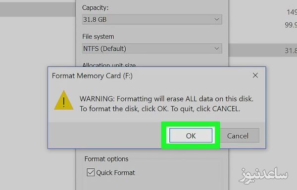 فرمت مموری کارت از طریق File Explorer در ویندوز