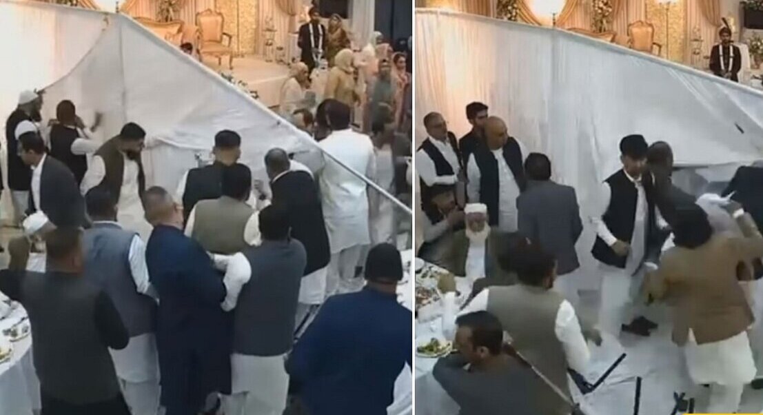 (ویدئو) مهمانان یک جشن عروسی اسلامی با مشت به جان هم افتادند
