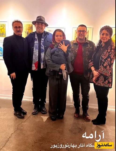 حضور پرانرژی مونا کرمی، کمند امیرسلیمانی، امیرعلی نبویان، محمد بحرانی، عباس جمشیدی فر در افتتاحیه نمایشگاه "آرامه"