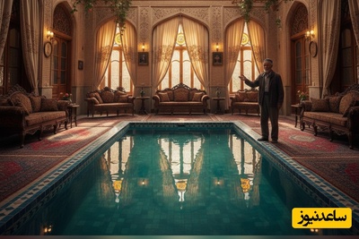 ترکیب جادویی سنت و مدرنیته؛ ابتکار جدید معمار یزدی در طراحی استخر وسط پذیرایی خانه مشتری+فیلم/ هر وقت تو خونه حوصلتون سر رفت بپرین تویِ آب😂