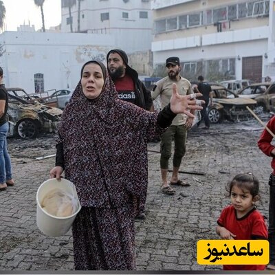 (فیلم) صف طولانی مردم غزه برای دریافت آب و غذا / سازمان های حقوق بشری نظری ندارند؟