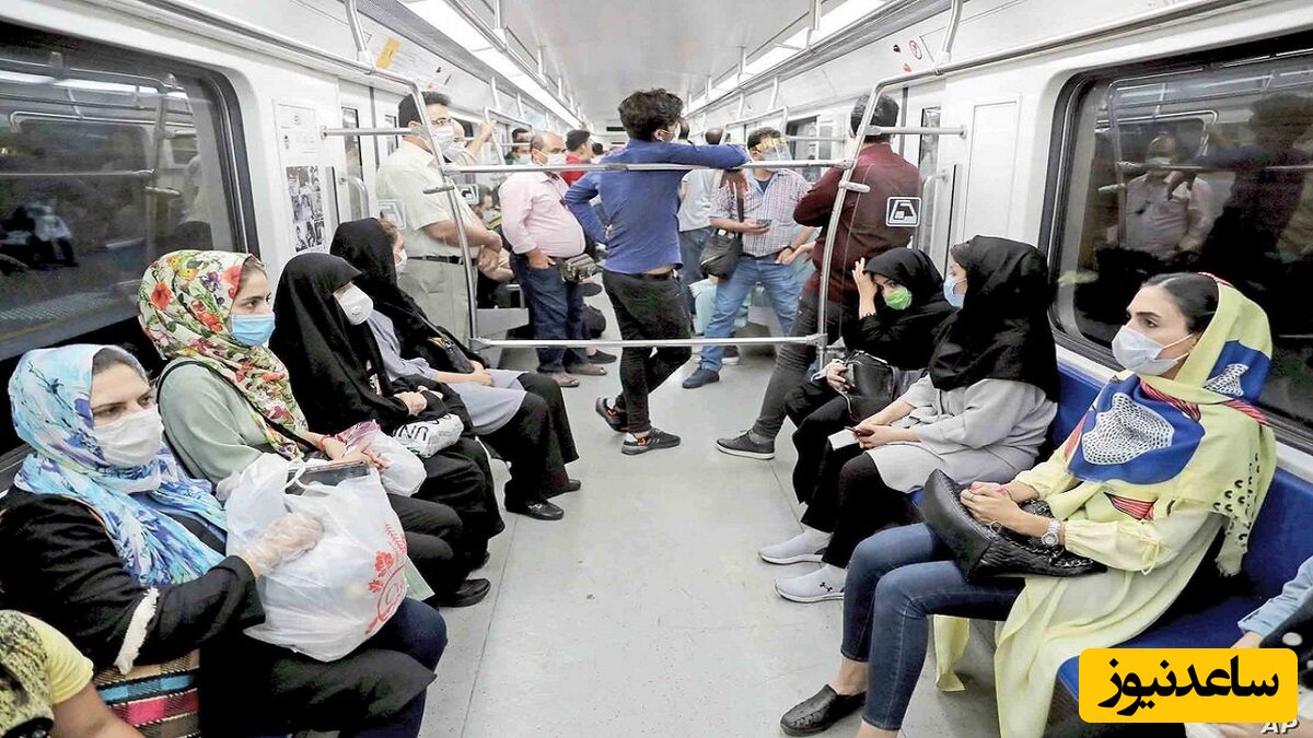 (عکس) وضعیت جالب و خنده دار یک دختر ایرانی در متروی تهران/ خستگی که جا و مکان نمیشناسه 😂