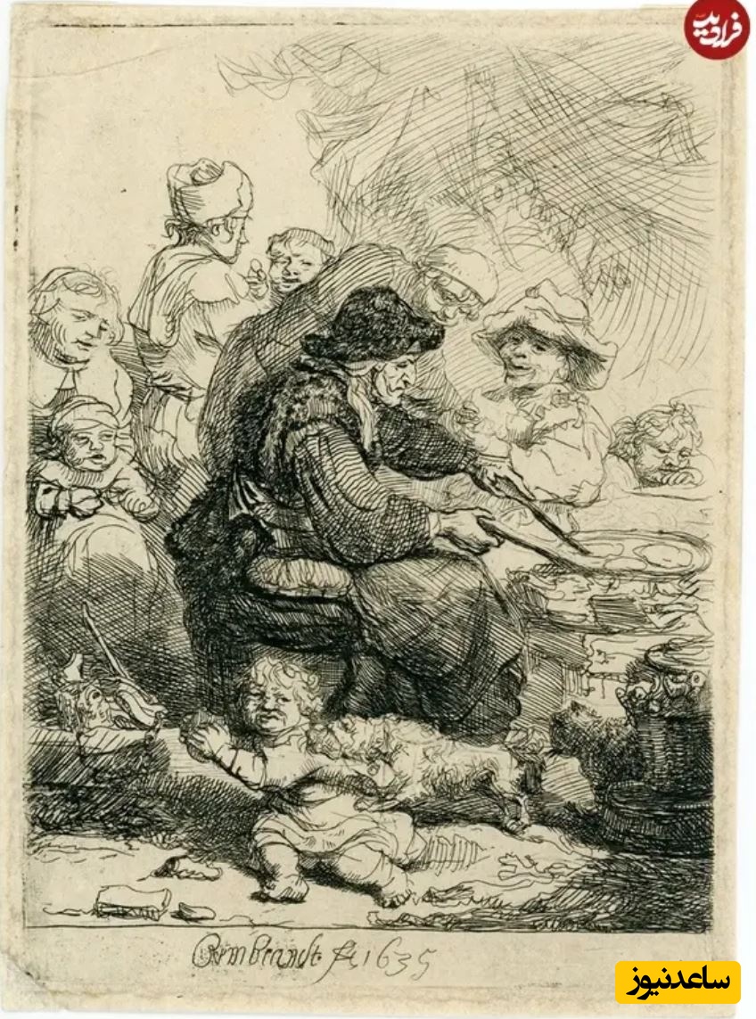 «زن پنکیکپز»، رمبرانت، 1635 – مجموعهی شارلوت مایر