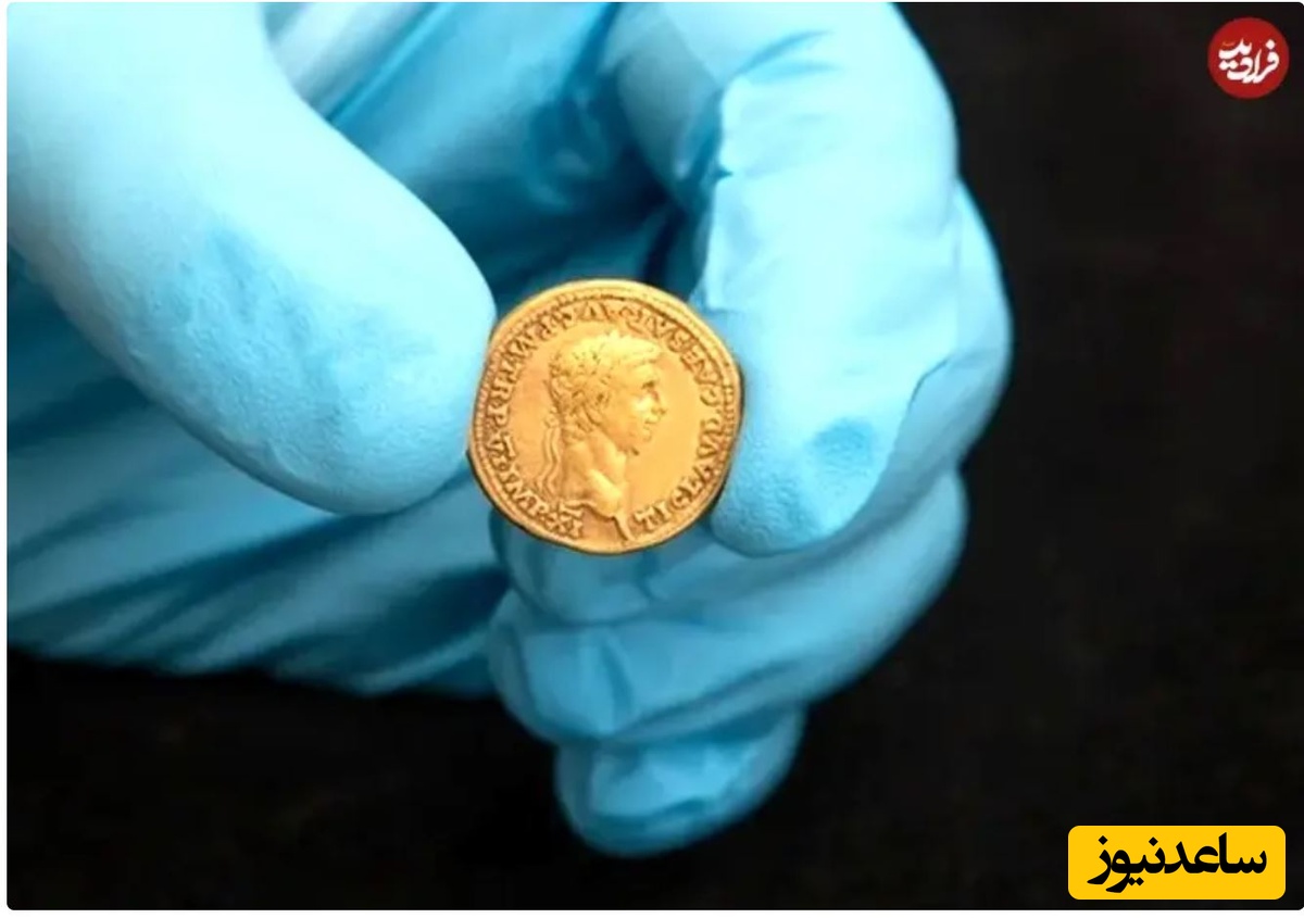 یک سکه طلای رومی از نوع آوری با تصویر امپراتور کلادیوس