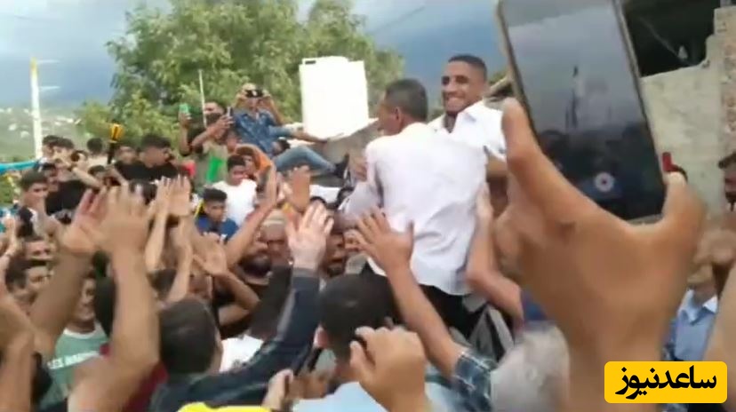 سنگ تمام مازندرانی ها برای قهرمان جهان؛ عاشقانه های زیبای رحمان عموزاد بر دوش مردم شمال/ افتخار ایران و ایرانی👌+فیلم