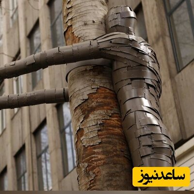 خلاقیت منحصربفرد و بامزه شهرداری تهران برای حفظ یک درخت قدیمی با نصب مجسمه‌ایی با پوشش زورخانه‌ای+عکس/ چقدر همه پسند و زیباست👌