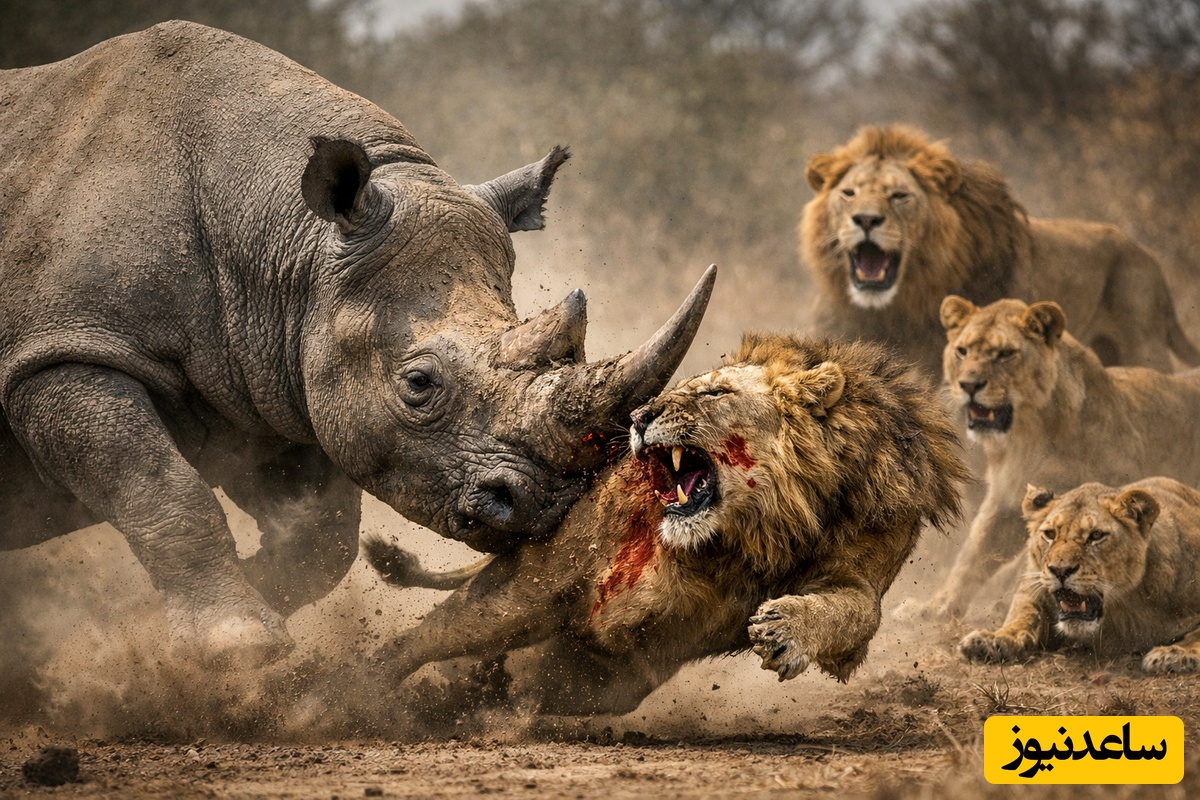(ویدئو) مستند حیات وحش، راز بقا؛ نبرد وحشیانه کرگدن و شیرها؛ شاخ بزرگ در برابر جسارت شیرها