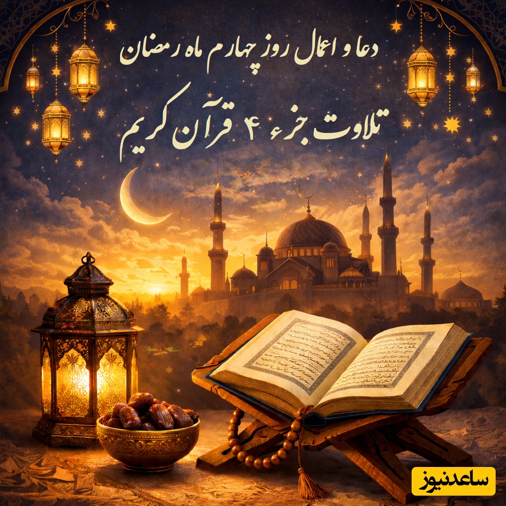 دعا و اعمال روز چهارم ماه رمضان / تلاوت جزء 4 قرآن کریم با صدای معتز آقایی + ویدئو