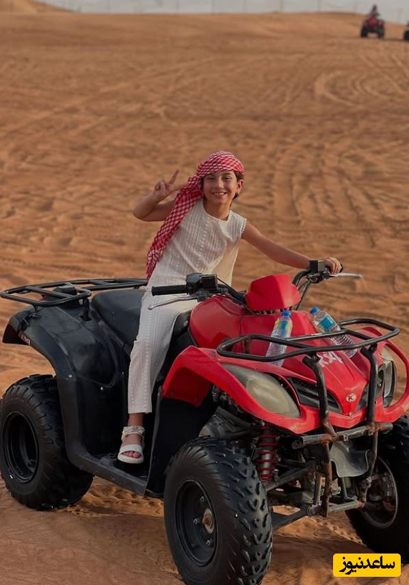 موتورسواری باحال و خنده دار علیرضا بیرانوند با دخترش بارانا در صحرای دبی/ الهی همیشه لبتون خندون باشه+فیلم