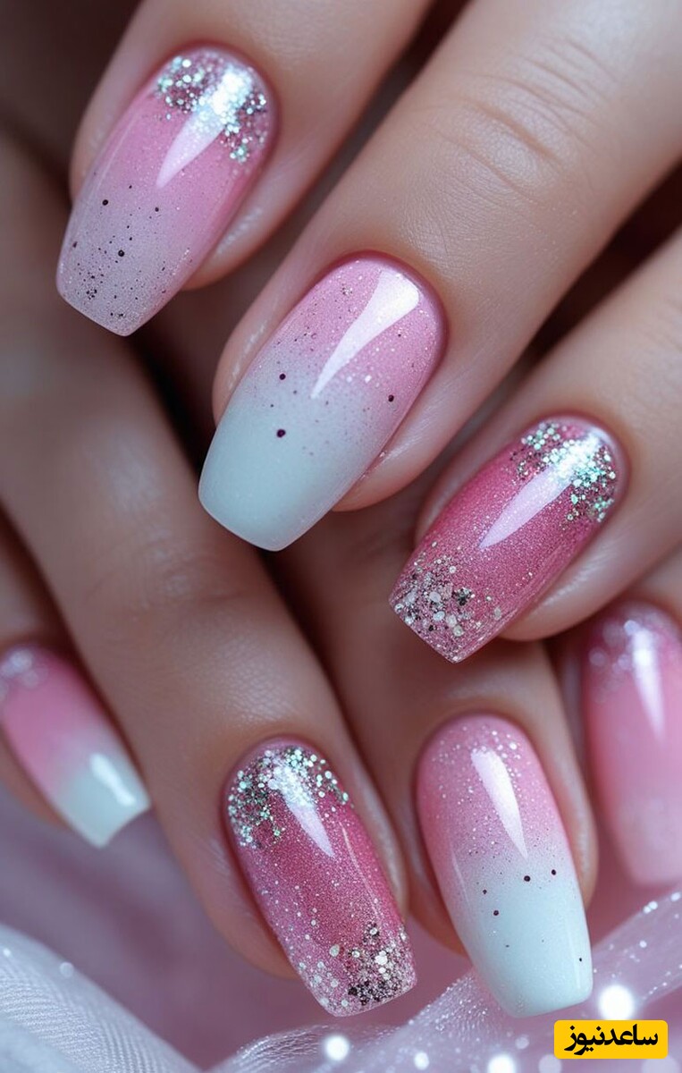 طرح ناخن صورتی اکلیلی