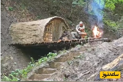 اگر خسته هستین این ویدیو خوراک شماست؛ ببینید این مرد چطور از هیچ، یک شاهکار چوبی در جنگل خلق می‌کند😍+فیلم