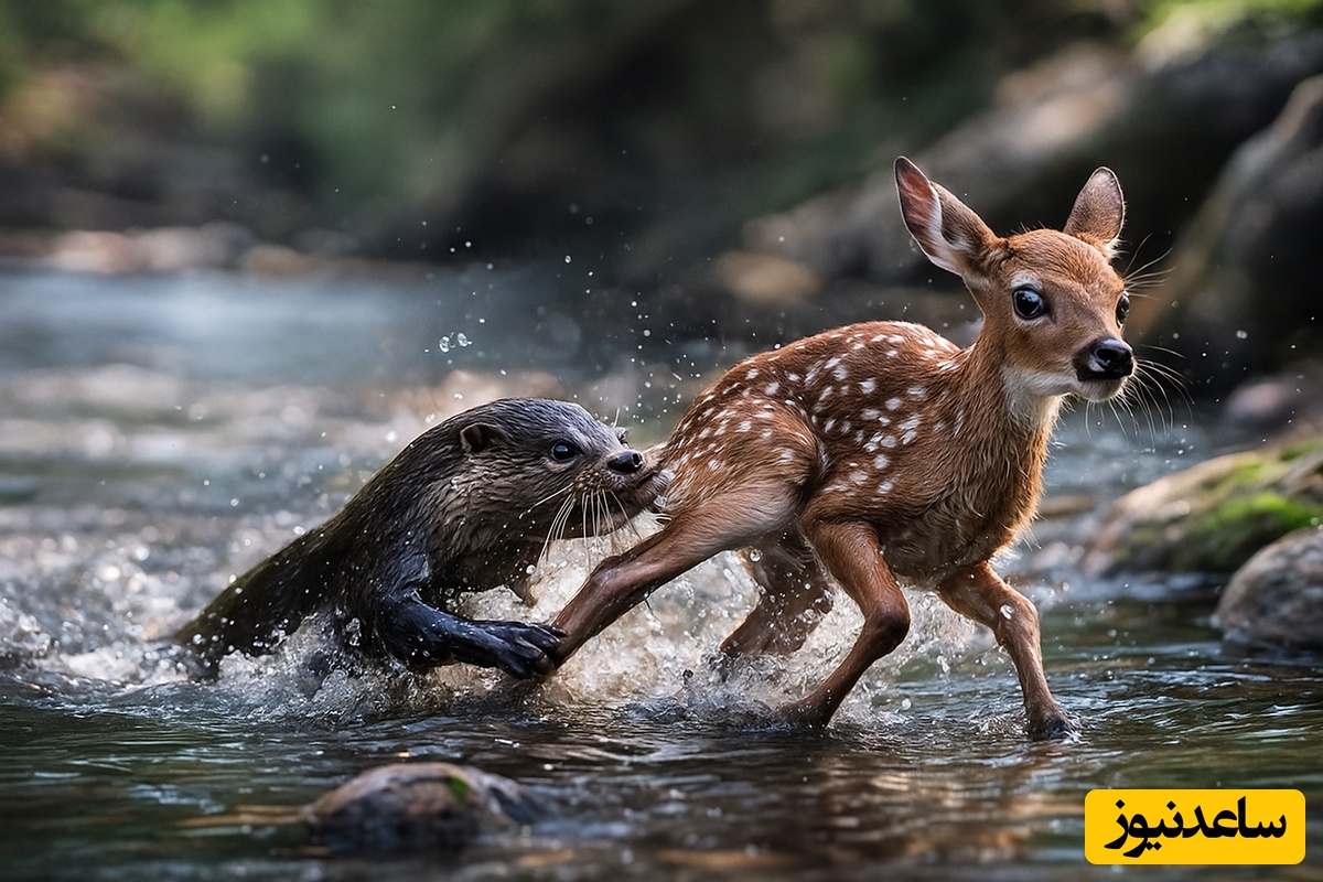 فیلم/ مستند حیات وحش حیوانات / حمله غافلگیر کننده سمور های آبی گوشتخوار لرزه به اندام بچه آهو انداخت!