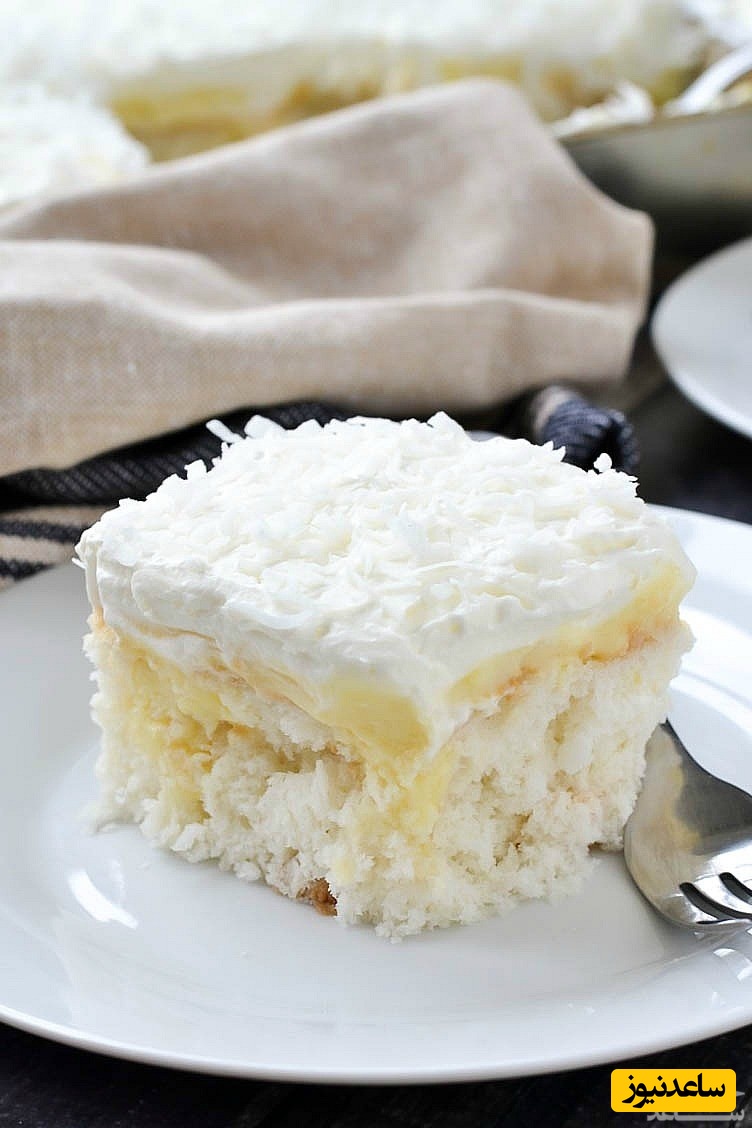 طرز تهیه کیک نارگیلی با روکش کرم نارگیلی+ ویدئو