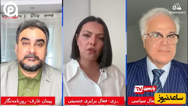 بازیگر زن ایرانی در آنتن زنده تلویزیون آمریکایی حساب مشاور رضا پهلوی را این چنین کف دستش گذاشت!+فیلم