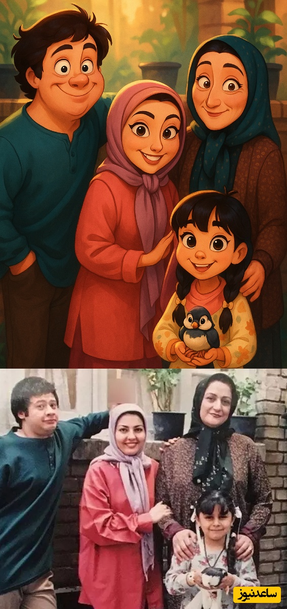 انیمیشن هنرنمایی خاطره انگیز مریم امیرجلالی در سریال خانه بدوش هم ساخته شد/ چقدر باحال شده شخصیت کارتونی این خانواده، کاش کل سریال رو انیمیشن کنن