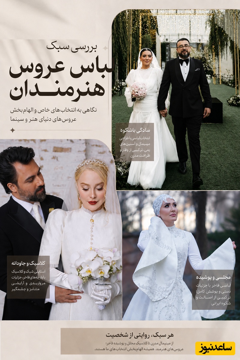 ردپای تاریخ در تاروپود لباس عروس بازیگران ایرانی/ لباس عروس ویکتوریایی آرام جعفری و متین ستوده، لباس عروس زهره فکور صبور به سبک سلطنت عثمانی، مونا کرمی، سروین بیات و...