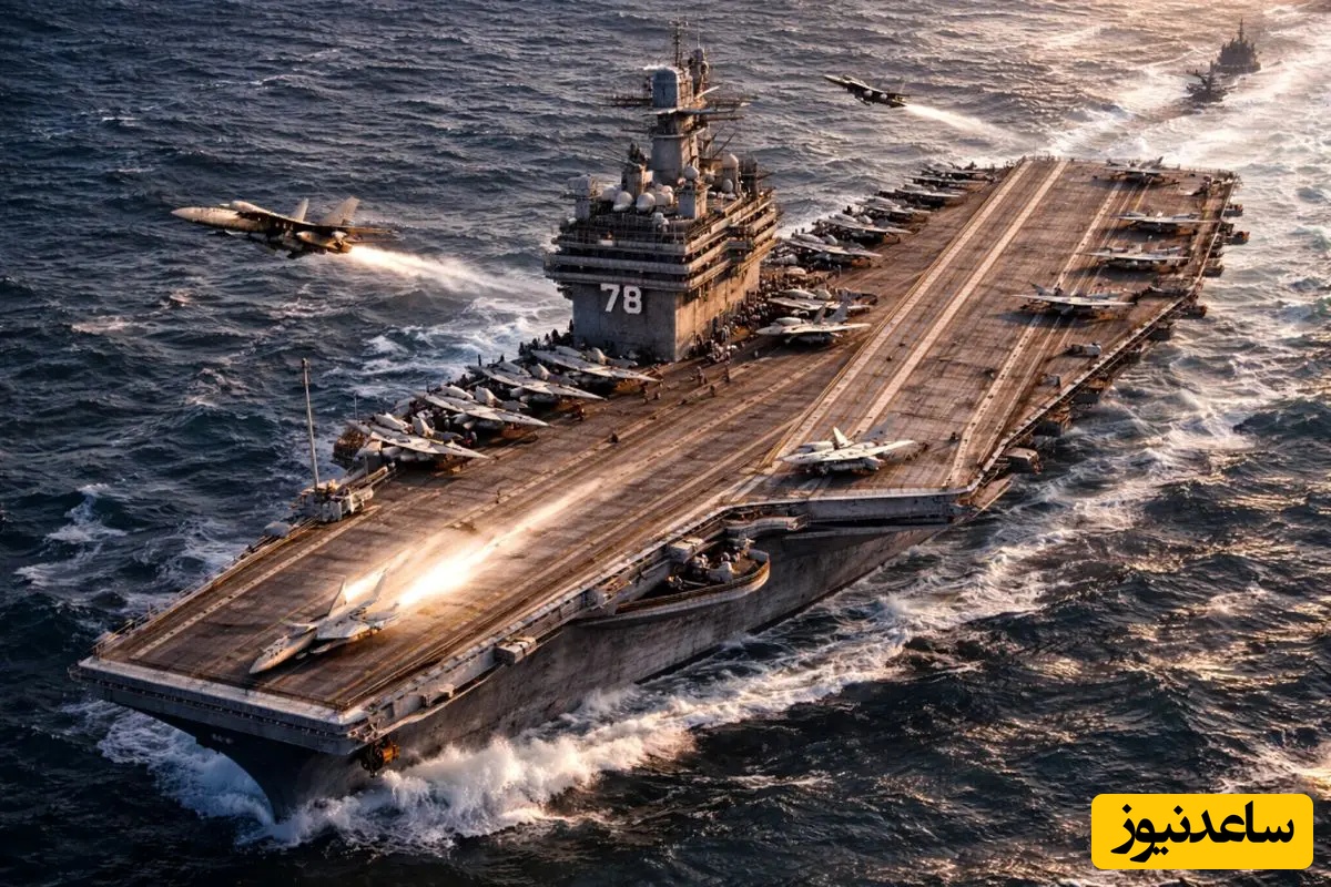 لحظات ورود  ابر ناو جرالد فورد به دریای مدیترانه/ این ناو آمریکایی برای چه اینجاست؟+ ویدیو