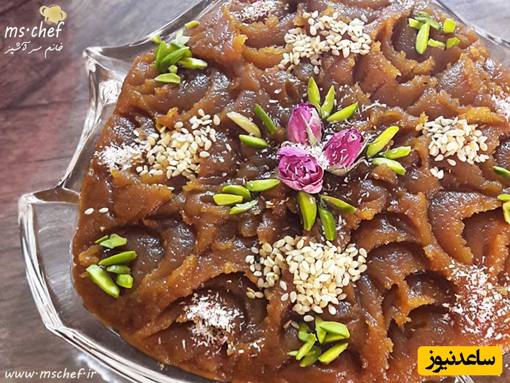 تزیین حلوای آرد گندم