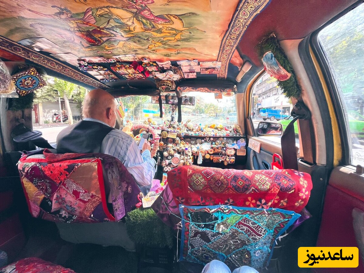 نگاهی به تزئینات منحصربفردِ تاکسی خوش‌رنگ و لعابی که هر مسافری رو به ذوق میاره+عکس/ شما فقط حوصله و هنر راننده رو ببین😍