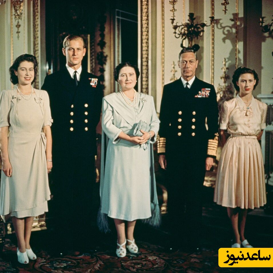 ملکه الیزابت در کنار مادر، همسر ، خواهر و همسر خواهرش
