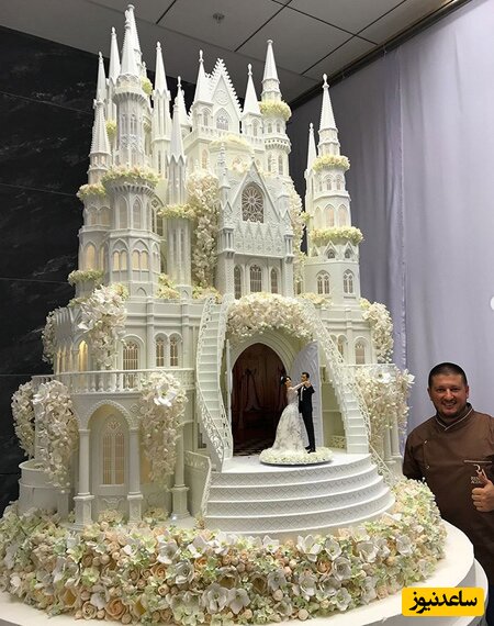 ویدیویی از یک کیک شاهکار 3 و نیم متری در مراسم عروسی فضای مجازی رو ترکوند/ واقعا چه خبره!+ویدیو