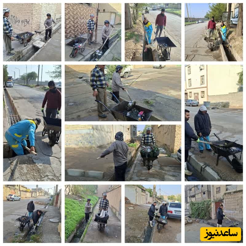اجرای عملیات لایروبی جوی های روباز در ناحیه چهار معاونت خدمات شهری شهرداری شوشتر