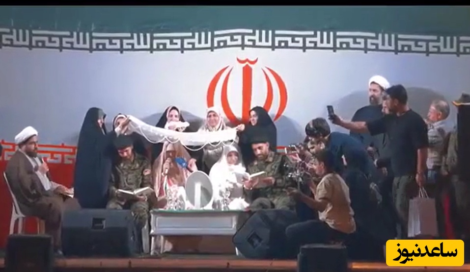 مراسم عقد دو زوج در اجتماع پرشور مردمی «به عشق وطن/ اینجا عشق بوی غیرت و وطن میدهد  + ویدئو