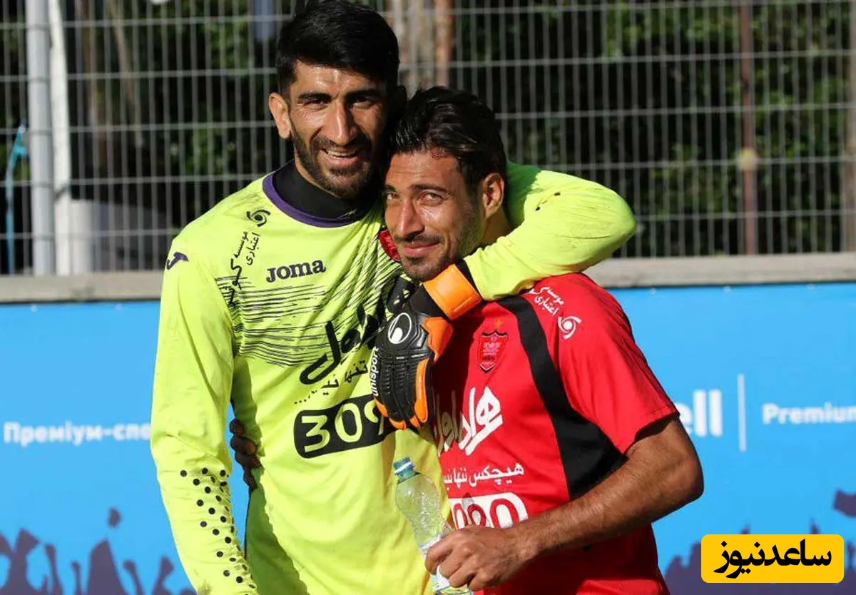 چاق سلامتی بیرانوند و شجاع خلیل زاده با دوربین میثاقی، مجری فوتبال برتر: من دوتا قلب دارم یکی اینور یکی اونور😅+فیلم