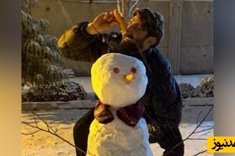 برف بازی و چایخوری بازیکنان تراکتور در تبریز /  دماغ آدم برفی با بیرانوند، سم‌تر از این بشر نیست🤣