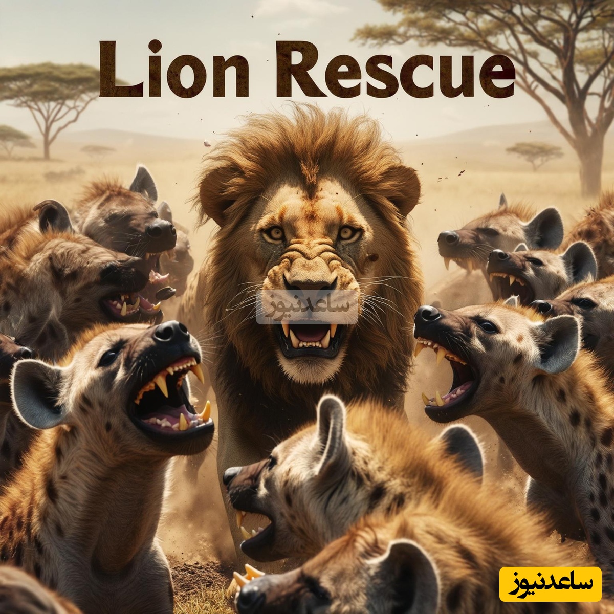 ویدئو| مستند حیات وحش؛ لحظه نفس‌گیر نجات شیر از محاصره ده‌ها کفتار گرسنه!