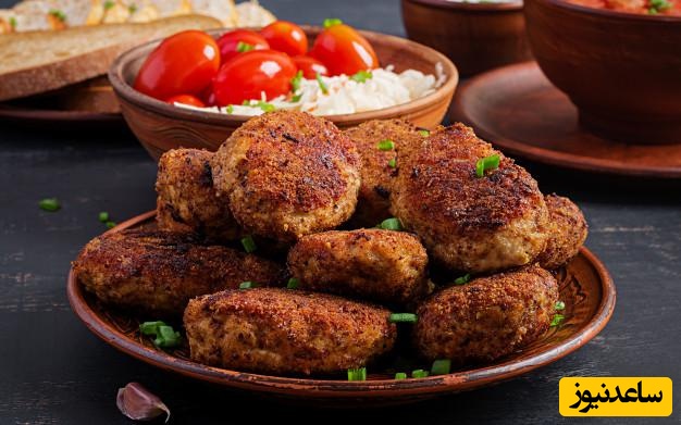 طرز کتلت عربی بدون گوشت، بدون تخم مرغ و بدون جذب روغن/ با بافت نرم آبدار و طعمی که انگشتاتونم باهاش میخورید