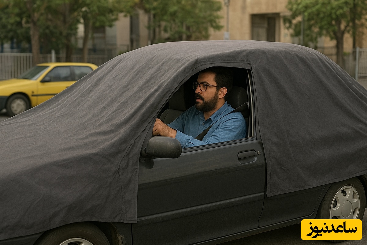 خلاقیت خنده‌دار راننده ایرانی در رانندگی با چادر تاریخ ساز شد/ بفرما تکنولوژی وطنی از شهر عجایب😂