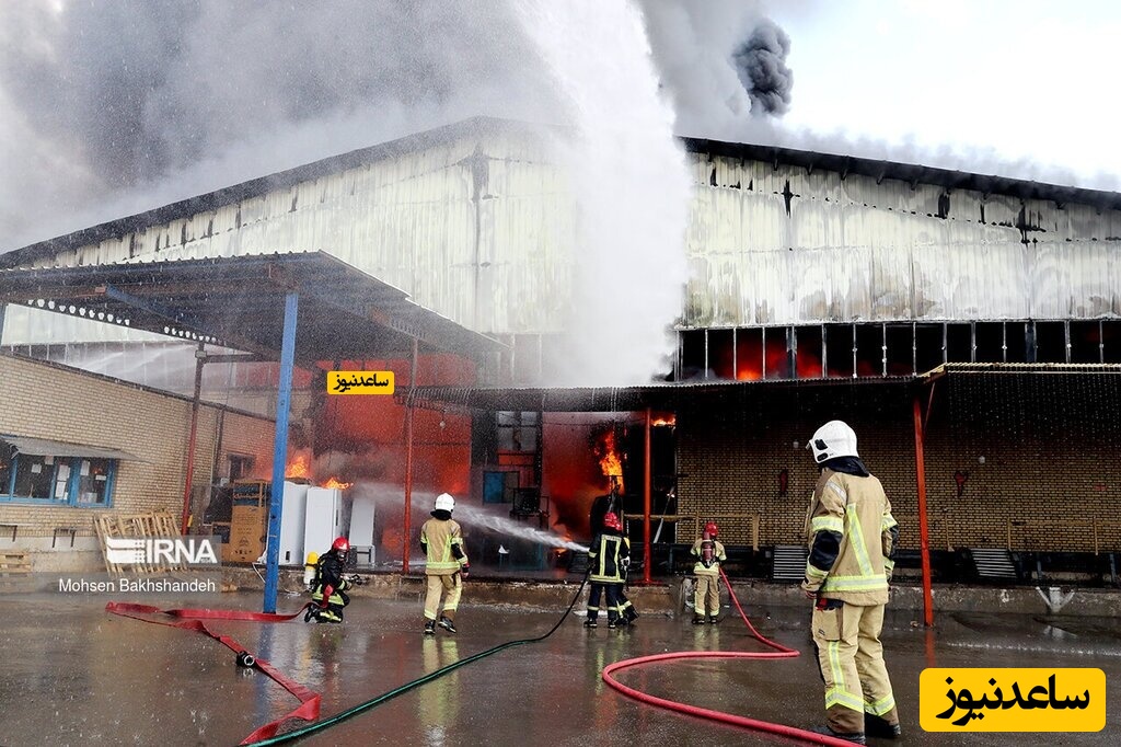 آتش سوزی مهیب در کارخانه الکترو استیل مشهد