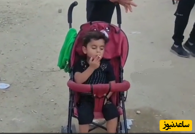(فیلم)کار بی ادبی بچه نیم وجبی عرب در کالسکه/ بچه تو هنوز دهنت بوی شیر میده 😐