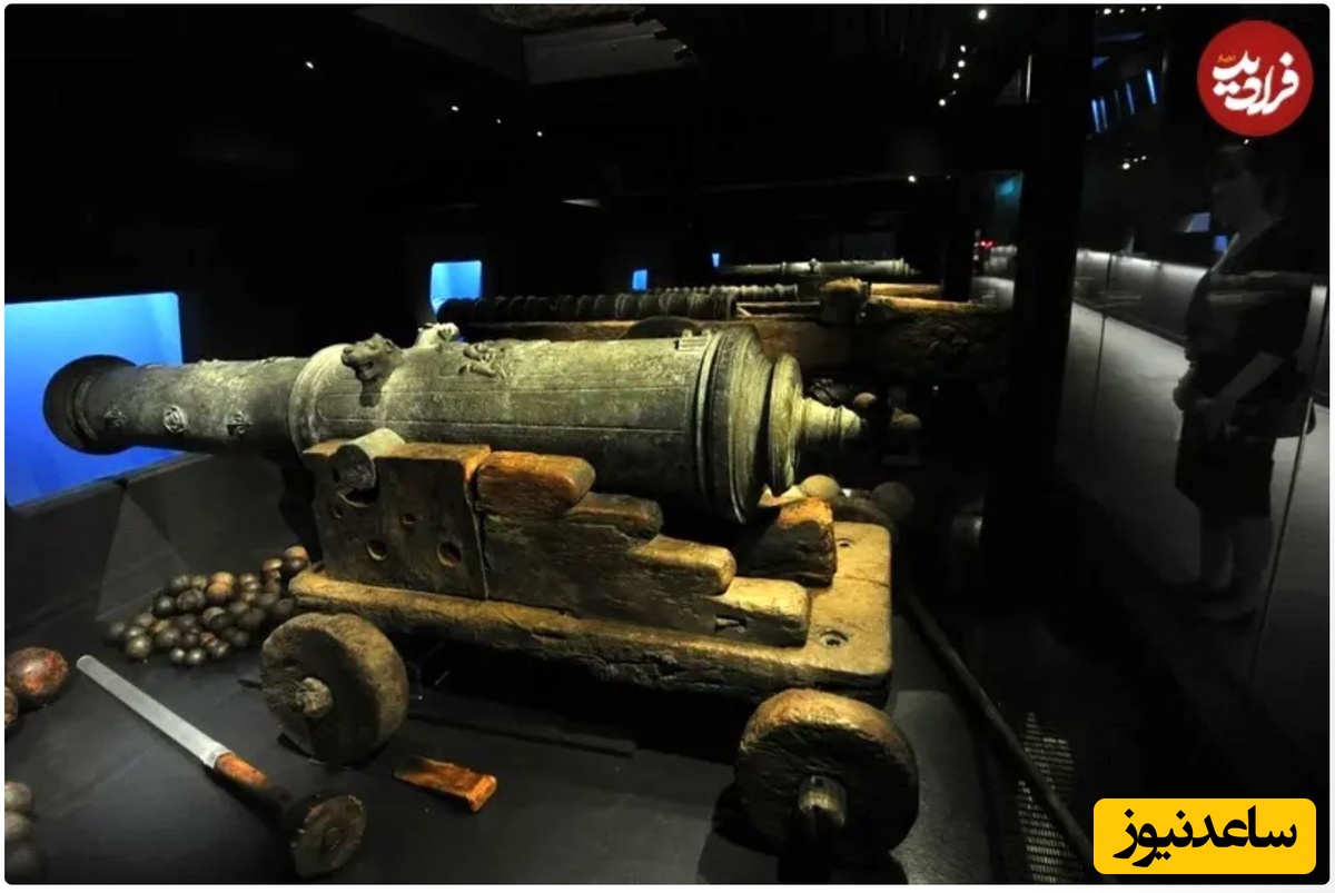توپی از ناو مری رز؛ یکی از ده‌ها سلاح و ادوات توپخانه‌ای کشف‌شده از این کشتی