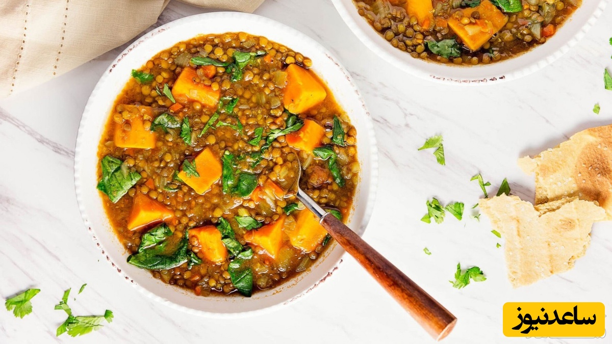 روش تهیه خوراک عدس و سیب زمینی+ ویدئو
