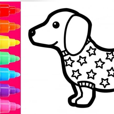 آموزش نقاشی به کودکان +فیلم/نقاشی سگ و توله سگ بامزه