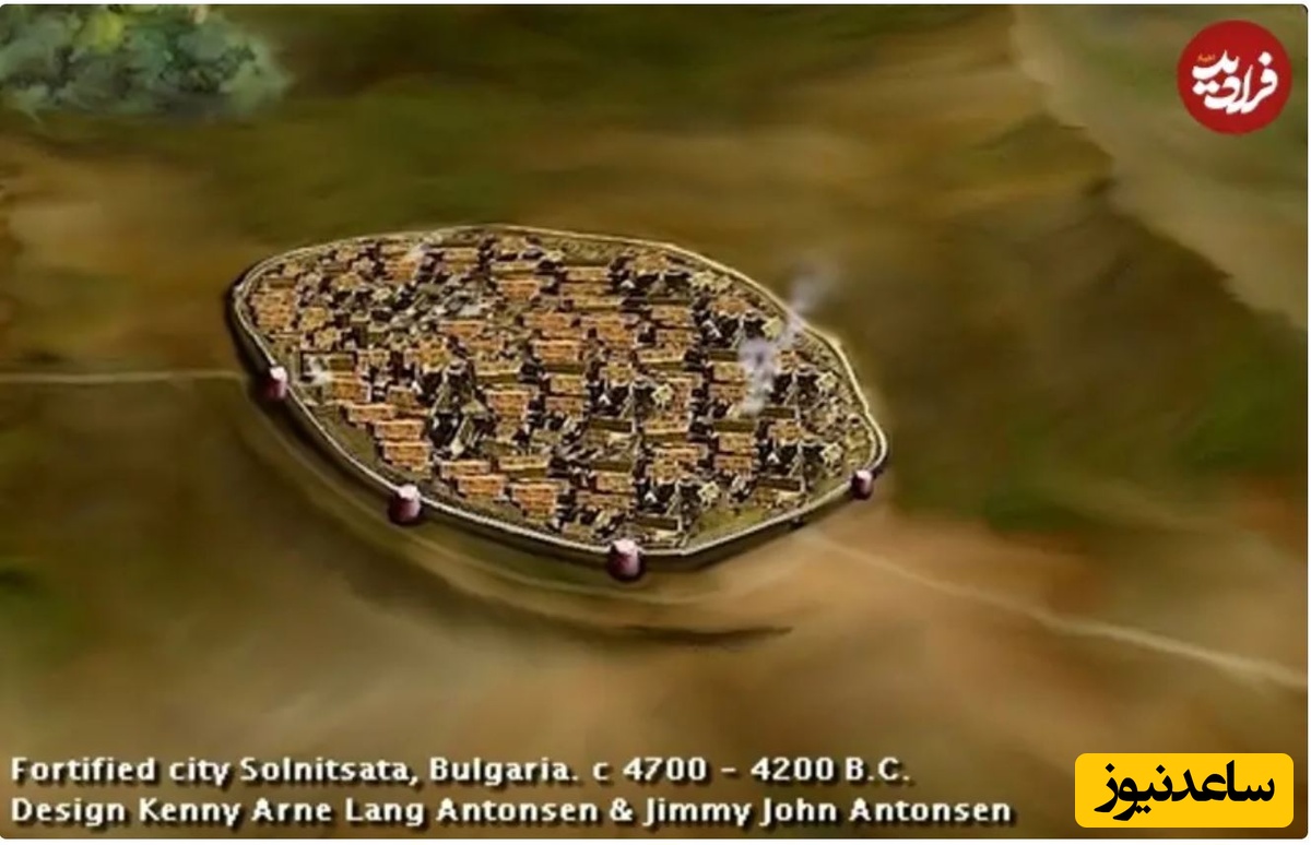 بازسازی هنری: شهر مستحکم سولنیتساتا، بلغارستان، 4700 تا 4200 پیش از میلاد