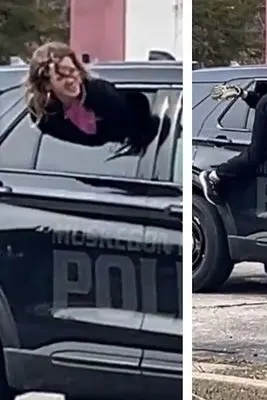 ببینید؛ فرار شوکه‌کننده زن بازداشت‌شده از داخل خودروی پلیس