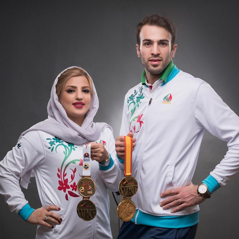 بهمن عسگری در کنار همسرش