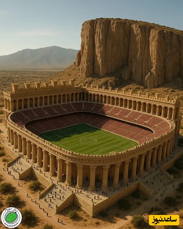 نگاهی خیره‌کننده به طراحی استادیوم با الهام از تخت‌جمشید و سبک معماری هخامنشیان، ترکیب باشکوه هنر و تاریخ / الحق که زیباترین منظره از تاریخ میشد + عکس