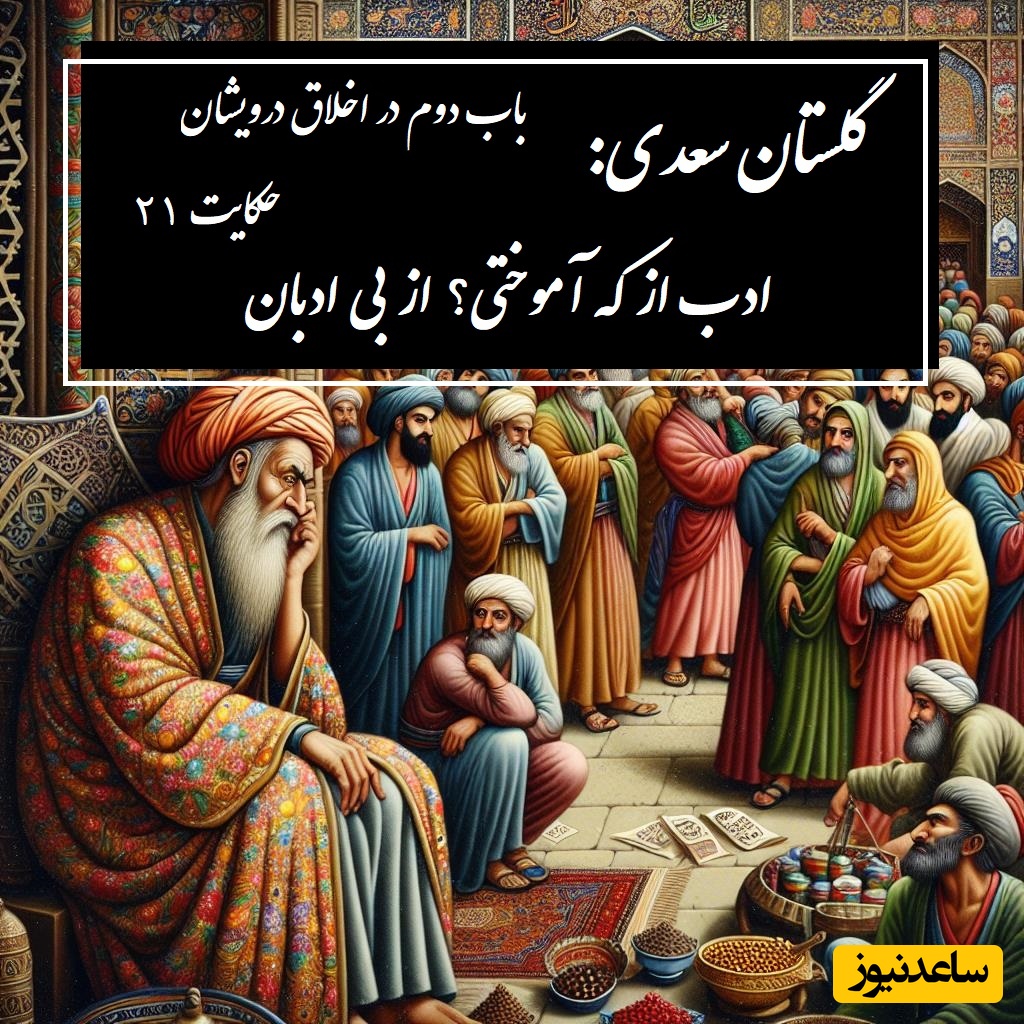 حکایت گلستان سعدی: ادب از که آموختی؟ از بی ادبان / باب دوم در اخلاق درویشان حکایت شماره 21 + فایل صوتی و نسخه‌های قدیمی